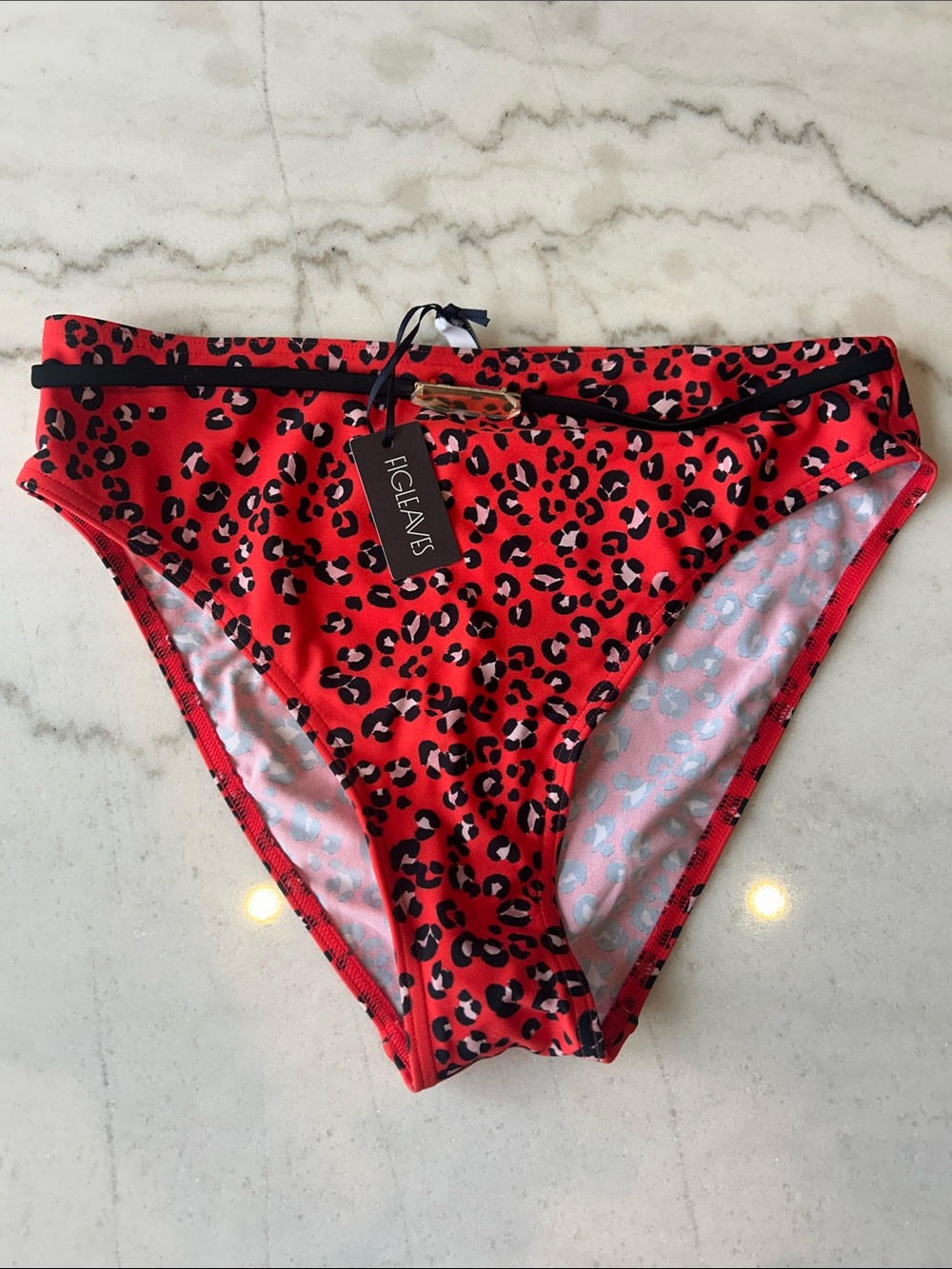 NWT Figleaves Red Leopard Print Bikini Bottom (12) - Picture 2 of 6